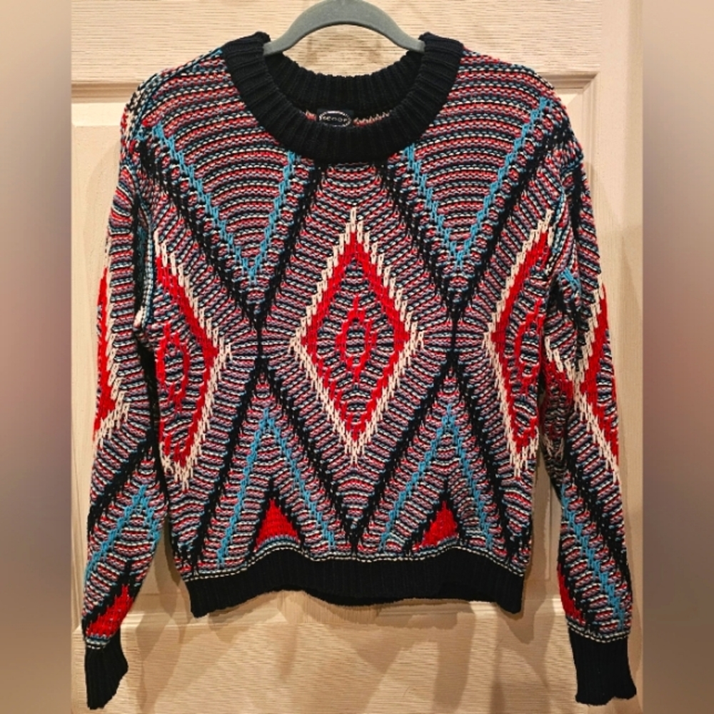 Aztec Print Knit Cropped Sweater